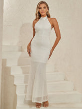 ANGEL FASHIONS Halter Neck Contrast Sequin Mermaid Dress